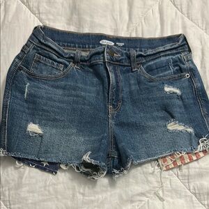 Old Navy Women's Blue Denim Shorts stars/stripe (4) boyfriend mid rise
